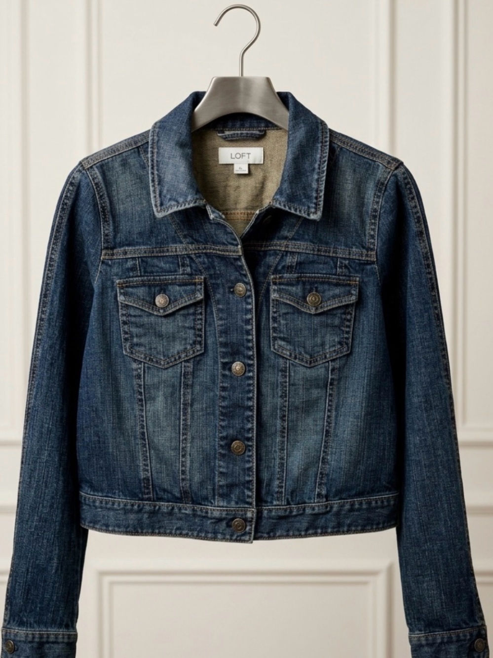 LOFT Classic Medium Wash Jean Jacket - Dark Indigo